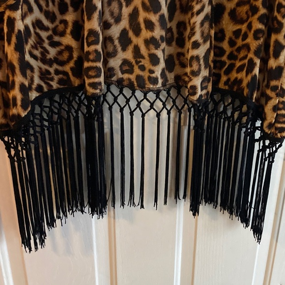Leopard Print Fringe Kimono Cardigan - Picture 6 of 6